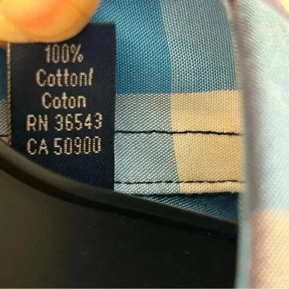 Tommy Hilfiger Plaid Check Shirt Sz 17- 32/33 Long Sleeve Button Up 100% Cotton - Picture 5 of 11